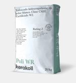Enfoscado hidrorrepelente, de color blanco, Poli WR de Kerakoll. Clase CSIII. Certificado W2